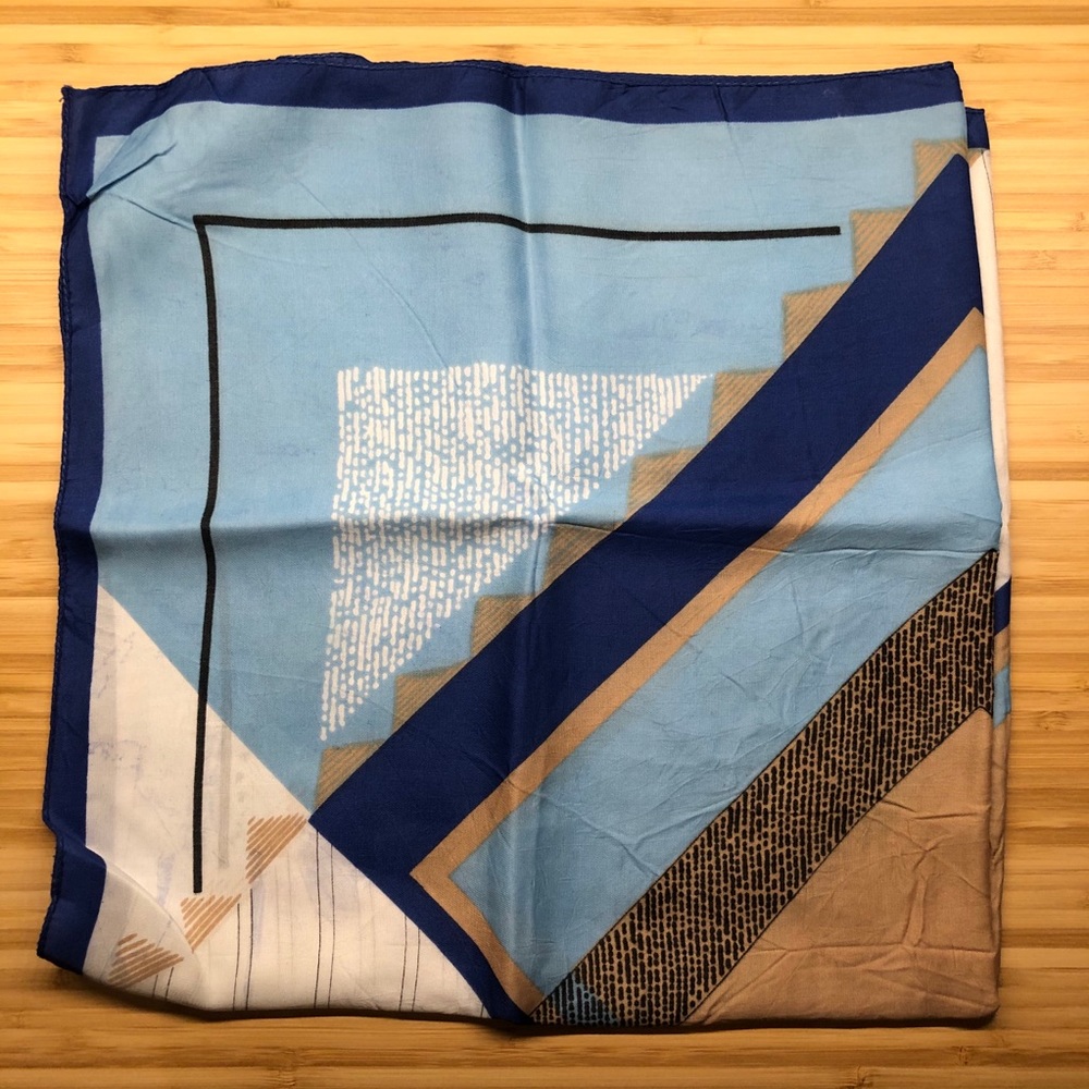 VINTAGE Geometric Pastel Printed Silk Scarf